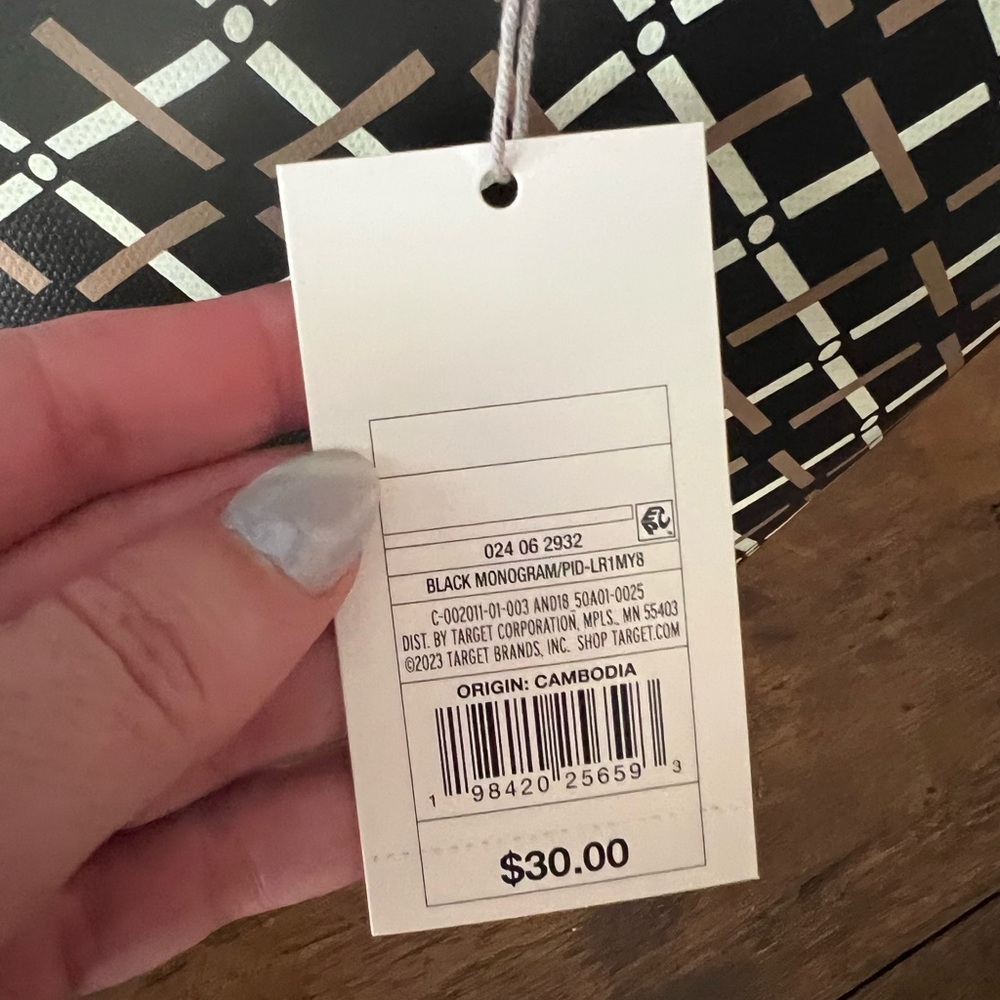 a new day Black and Cream Patterned Tote - Picture 9 of 10